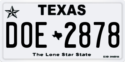 TX license plate DOE2878