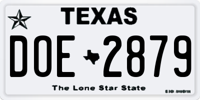 TX license plate DOE2879