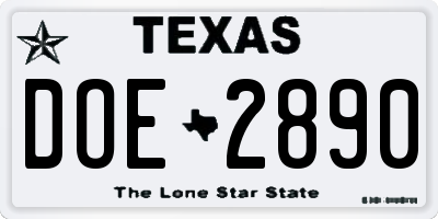 TX license plate DOE2890