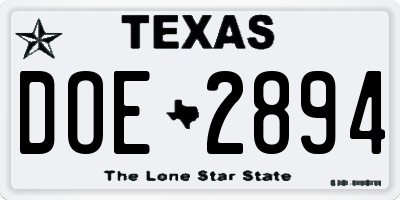 TX license plate DOE2894