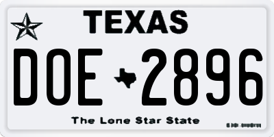 TX license plate DOE2896