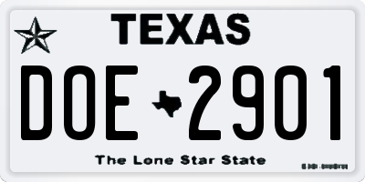 TX license plate DOE2901