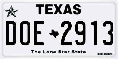 TX license plate DOE2913