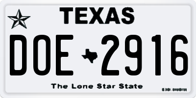 TX license plate DOE2916