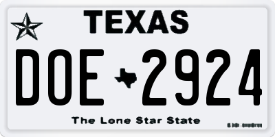 TX license plate DOE2924
