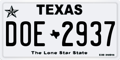 TX license plate DOE2937
