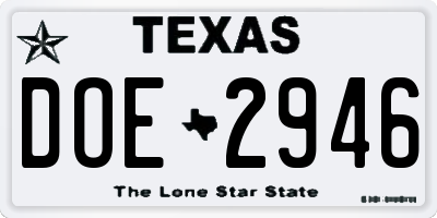 TX license plate DOE2946