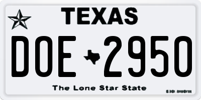 TX license plate DOE2950