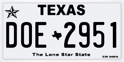 TX license plate DOE2951