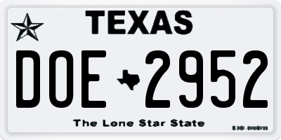 TX license plate DOE2952