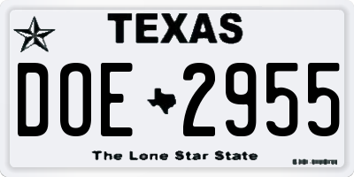 TX license plate DOE2955