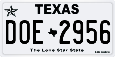 TX license plate DOE2956