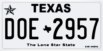 TX license plate DOE2957