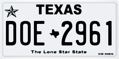 TX license plate DOE2961