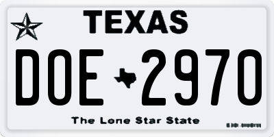 TX license plate DOE2970