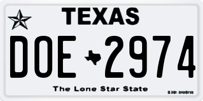 TX license plate DOE2974