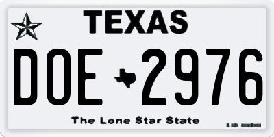 TX license plate DOE2976