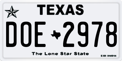 TX license plate DOE2978