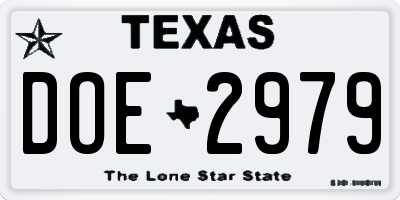 TX license plate DOE2979
