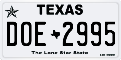 TX license plate DOE2995