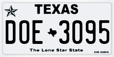 TX license plate DOE3095