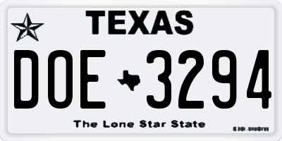 TX license plate DOE3294