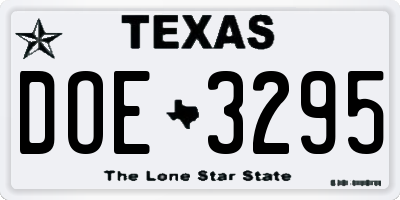 TX license plate DOE3295