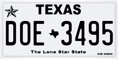 TX license plate DOE3495