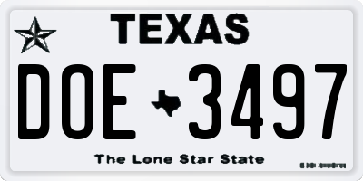 TX license plate DOE3497