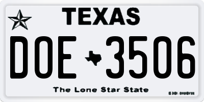 TX license plate DOE3506