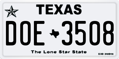 TX license plate DOE3508