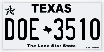 TX license plate DOE3510