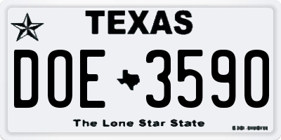 TX license plate DOE3590