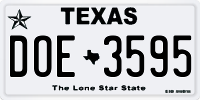 TX license plate DOE3595