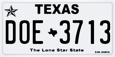 TX license plate DOE3713