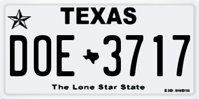 TX license plate DOE3717
