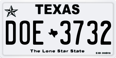 TX license plate DOE3732