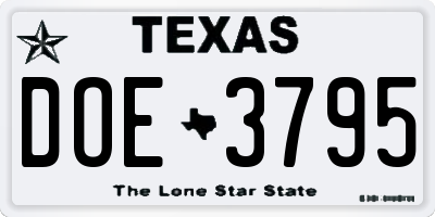 TX license plate DOE3795