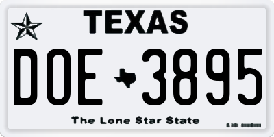 TX license plate DOE3895