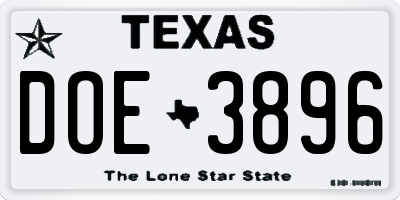TX license plate DOE3896