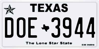 TX license plate DOE3944
