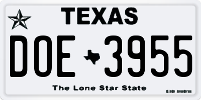 TX license plate DOE3955