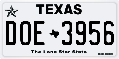 TX license plate DOE3956