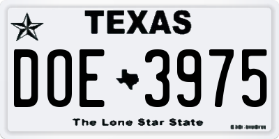 TX license plate DOE3975