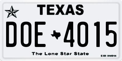 TX license plate DOE4015