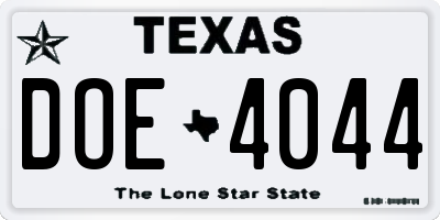 TX license plate DOE4044