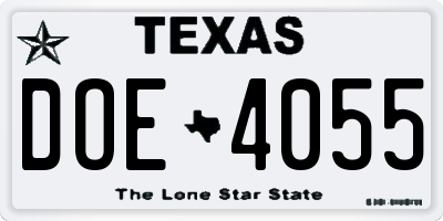 TX license plate DOE4055