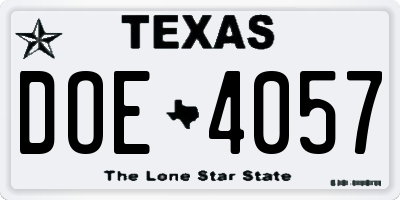 TX license plate DOE4057