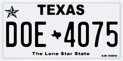 TX license plate DOE4075