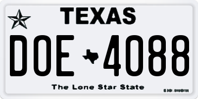 TX license plate DOE4088